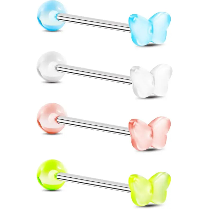 4Pcs Star Acrylic Tongue Rings – G23 Titanium 14G Jewelry