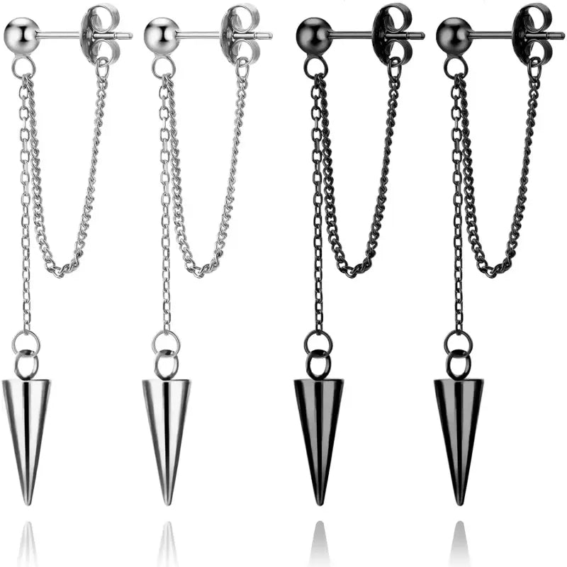 Women’s Black Tassel Dangle Earrings, Stainless Steel Gift