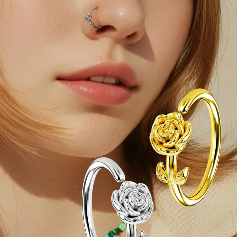 20G Stainless Steel Rose Flower Nose Ring