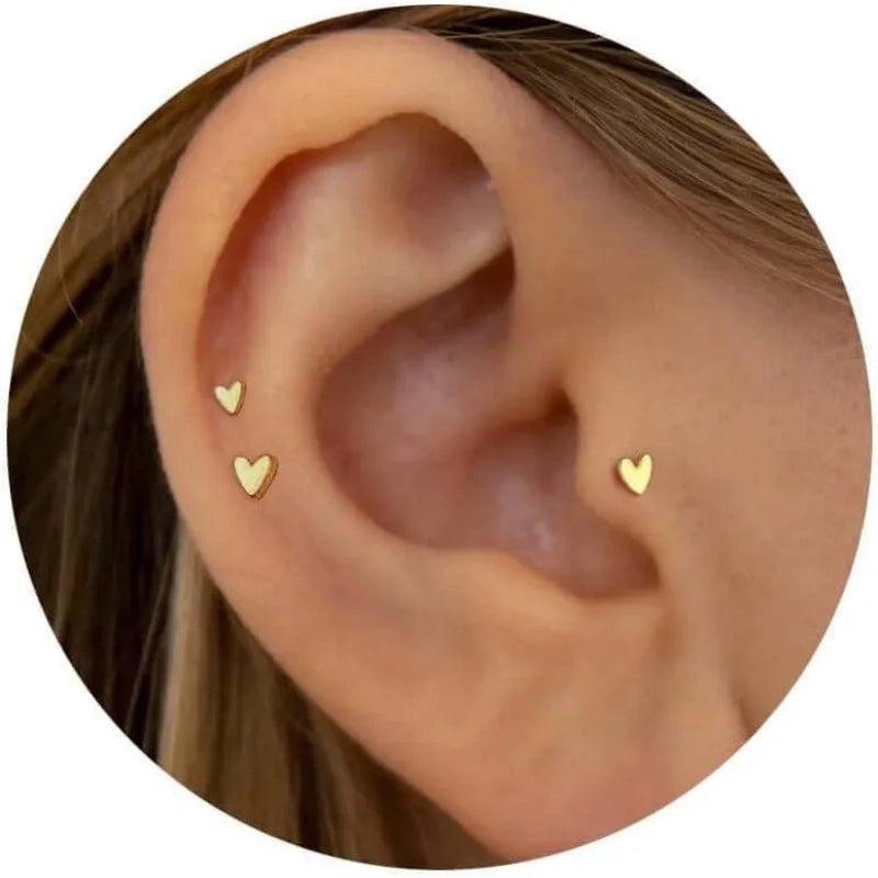 Polaris Titanium Flat Back Stud Earrings Set of 3