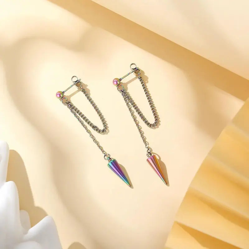 Women’s Black Tassel Dangle Earrings, Stainless Steel Gift