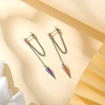 Women’s Black Tassel Dangle Earrings, Stainless Steel Gift
