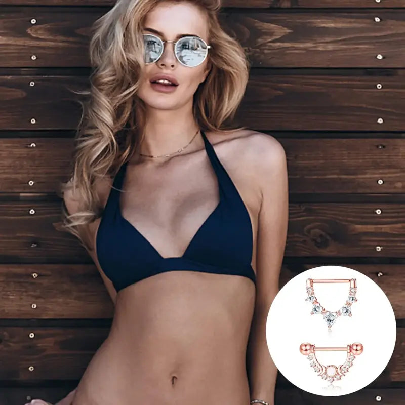 4 Ps Nipple Rings Set – Heart, Moon, Leaf & CZ Designs