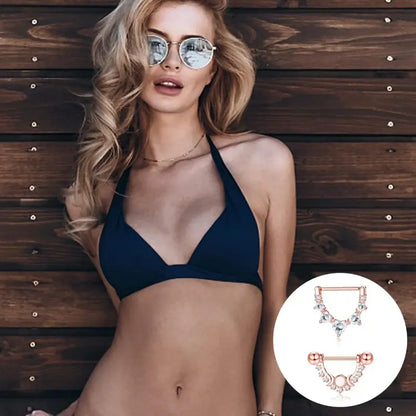 4 Ps Nipple Rings Set – Heart, Moon, Leaf & CZ Designs