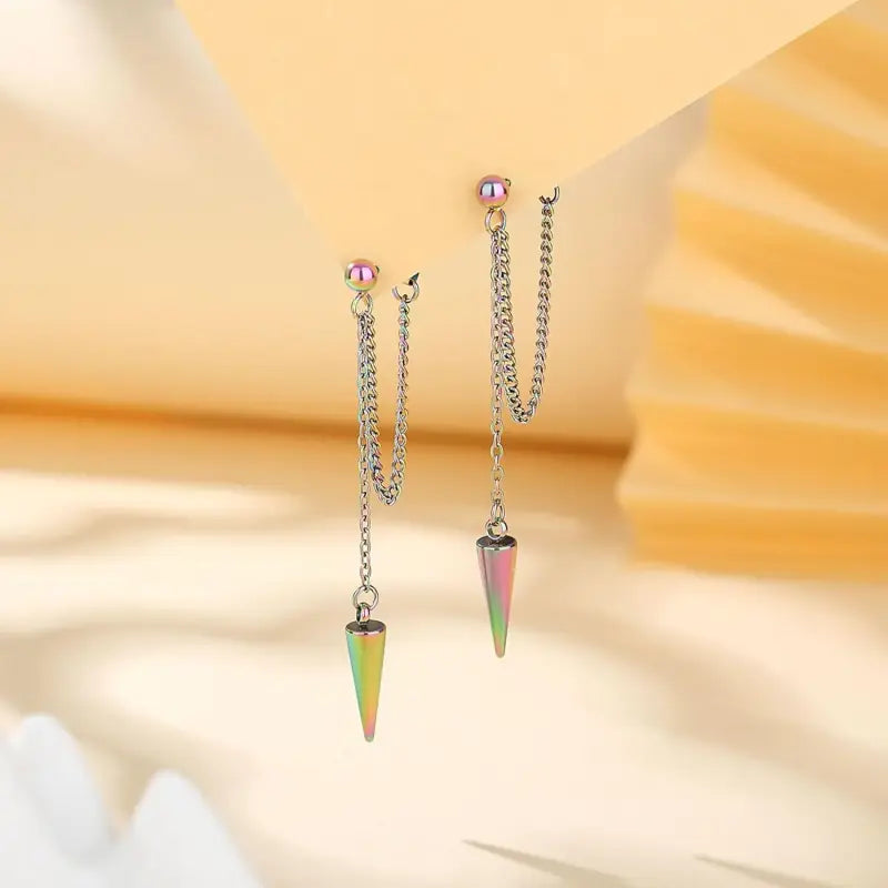 Women’s Black Tassel Dangle Earrings, Stainless Steel Gift