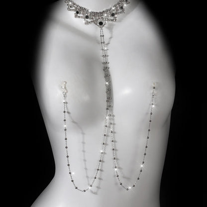 Luxury Rhinestone Nipple Chains with Metal Beads for Women