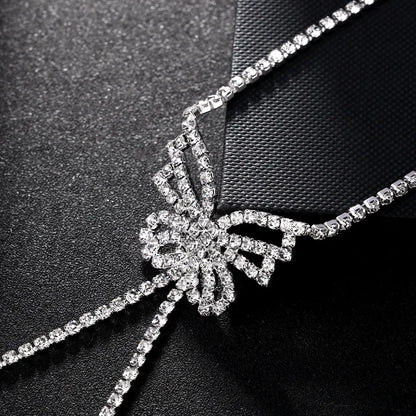 Rhinestone Bow Nipple Chain Body Jewelry for Women