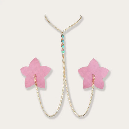 Unique Floral Leather Nipple Chain Breast Jewelry