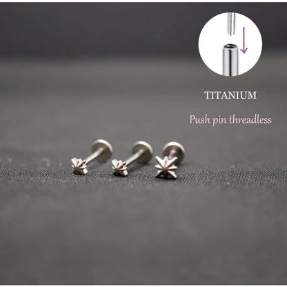Polaris Titanium Flat Back Stud Earrings Set of 3