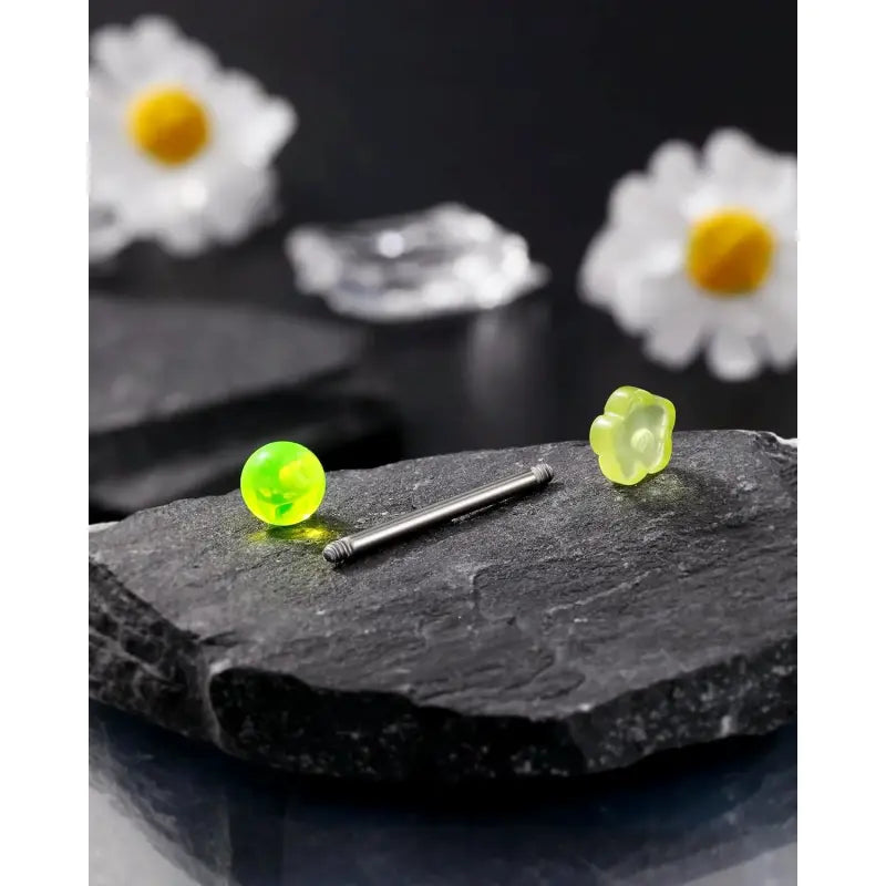 4Pcs Star Acrylic Tongue Rings – G23 Titanium 14G Jewelry