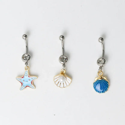 New Ocean Series Sweet Belly Button Ring, Shell &Pearl
