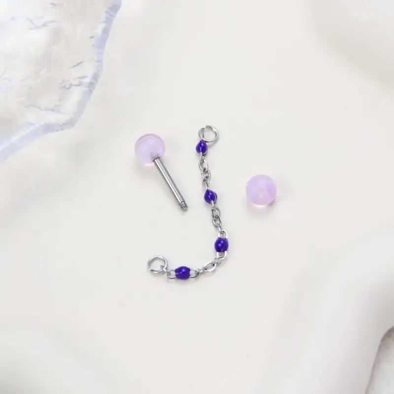 Women's Colorful 14G Gothic Chain Steel Tongue Ring