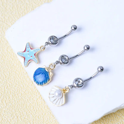 New Ocean Series Sweet Belly Button Ring, Shell &Pearl