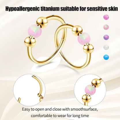 2pcs 18G Opal Nose Rings – G23 Titanium Piercing Jewelry Set