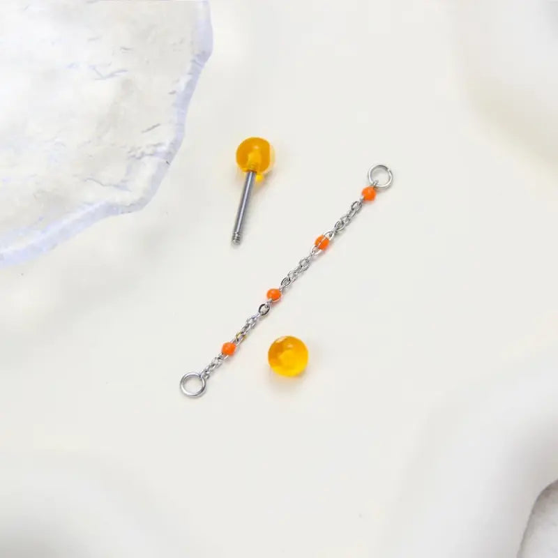 Women's Colorful 14G Gothic Chain Steel Tongue Ring