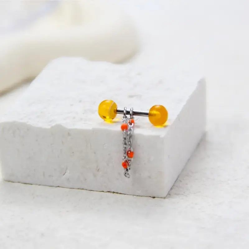 Women's Colorful 14G Gothic Chain Steel Tongue Ring