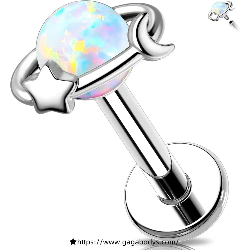 16G Opal Lip Studs, Ear Studs - Planet and Star Design