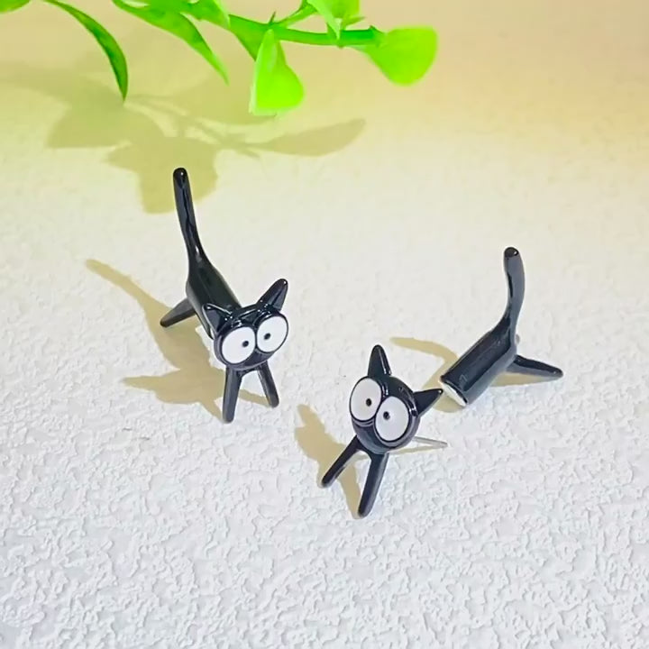 Cute Cat Piercing Earrings in Alloy with Removable Charm