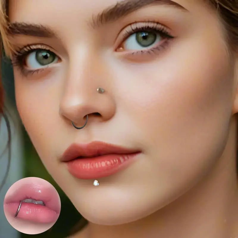16G/18G Lip & Nose Studs with Hoops – Hypoallergenic Set