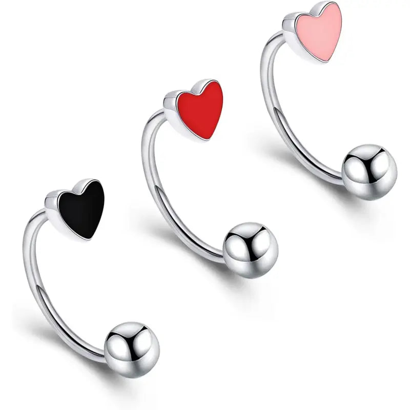 16G heart shaped lip ring set titanium pierced jewelry