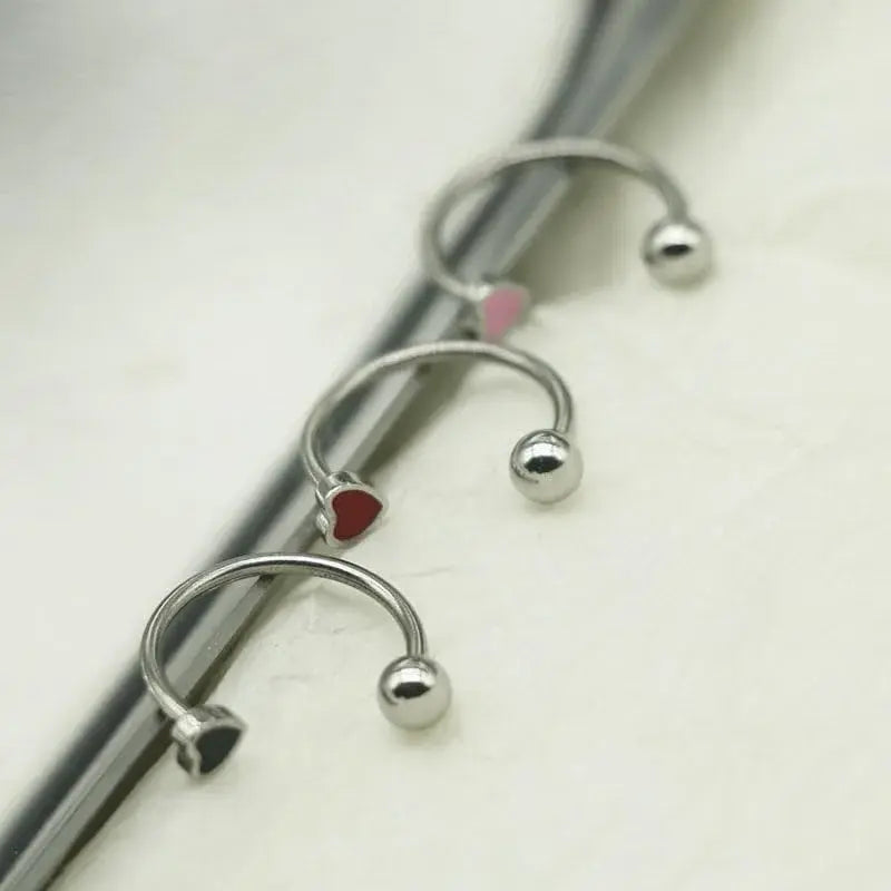 16G heart shaped lip ring set titanium pierced jewelry