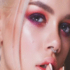Woman wearing a septum piercing