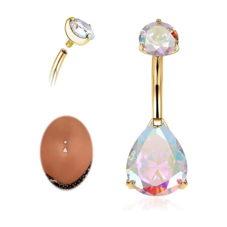 Titanium 10mm Drop Shaped 14G Belly Button Bar