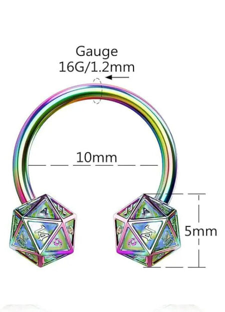 Icosahedron Dice 16G Septum Ring
