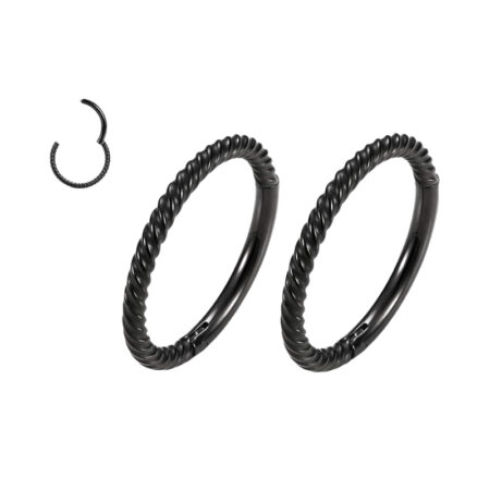 Twisted Black Nose Hoops