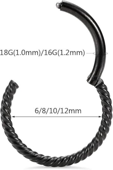 Twisted Black Nose Hoops