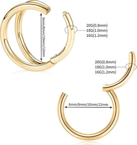 Gold Medical Steel Nose Rings Set
