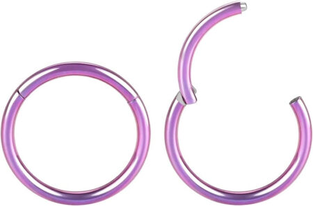 Purple 16G 18G 20G Seamless Hinged Nose Ring