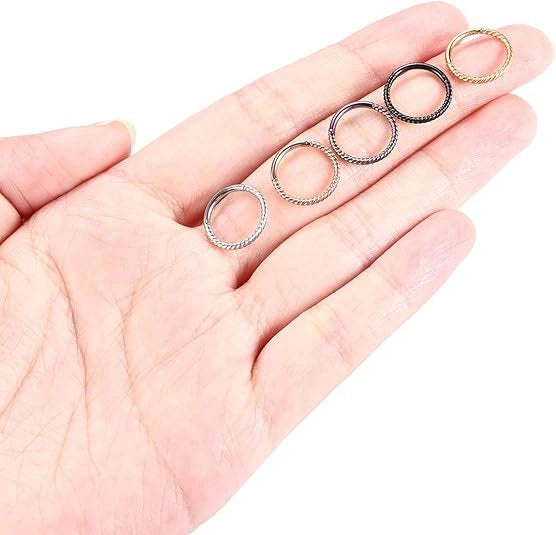 2 Pcs Rainbow Twisted Nose Seamless Hoop Rings