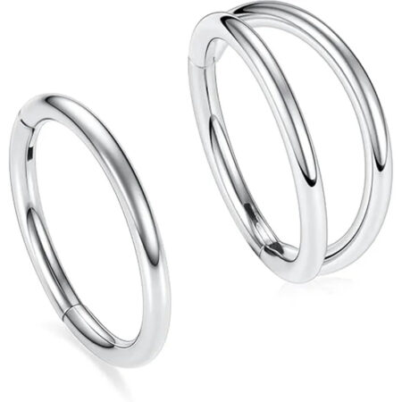 Silver Hinged Hoop Set 