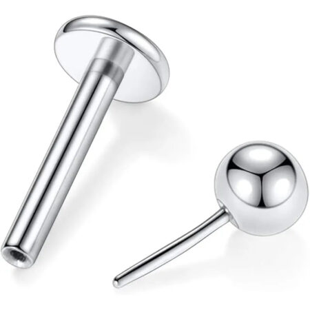 G23 Pin Type Steel Color Round Ball Lip Nail 1.2*8*3