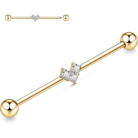 316L Love White Zircon Gold Industrial Rod 1.6*38*(5*5)