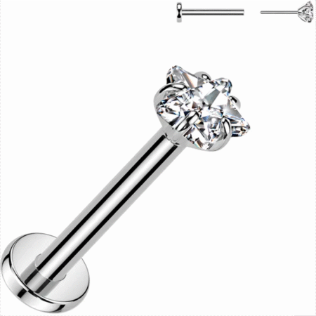 20G 5/16 3mm CZ Star Flatback Titanium Earring