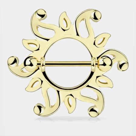 Elegant sunflower pierced nipple ring, multiple colors