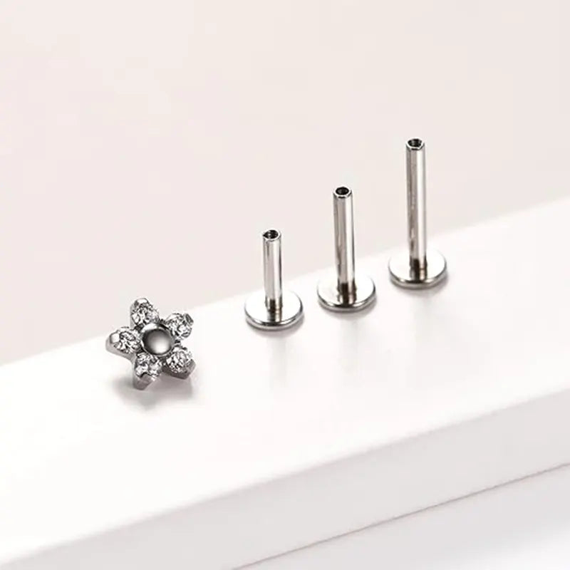G23/Zircon Flower Head+1.2*6/8/10/Base/Silver
