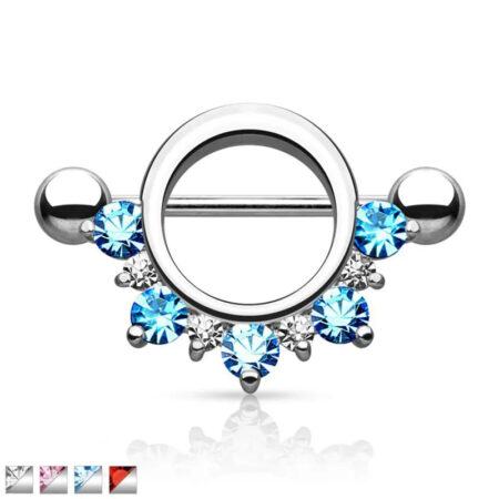 Pierced Nipple Jewelry with Crystal Gemstone Crown 1