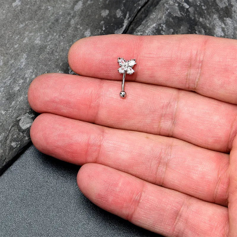16G 5/16" Crystal Elegance Butterfly Curved Eyebrow Ring