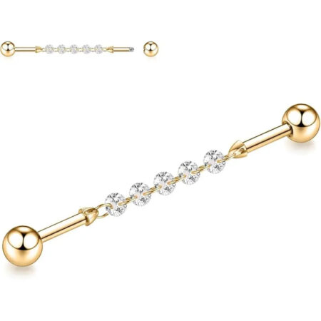 G23 Industrial Pole Chain 1.6*38*5*5 Golden White Zircon