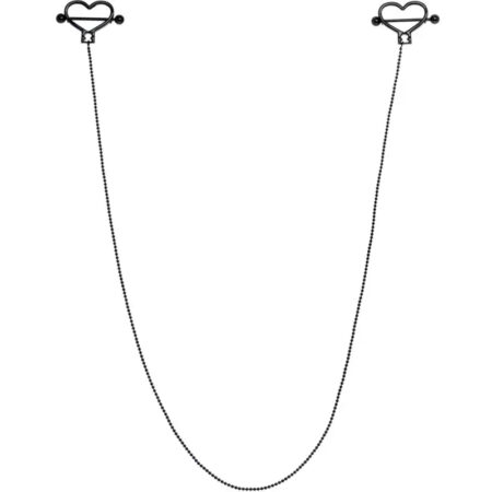 Heart-to-Heart Black Anodized Dangle Nipple Chain