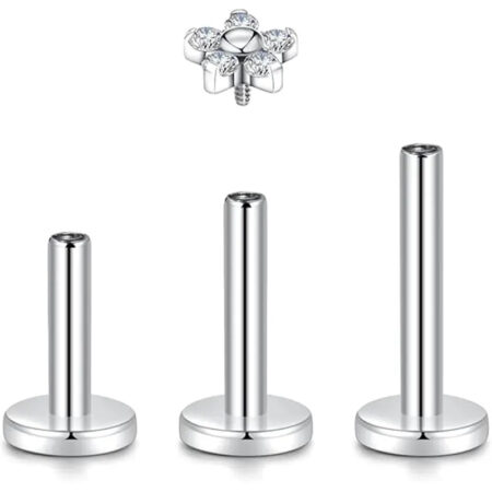G23/Zircon Flower Head+1.2*6/8/10/Base/Silver