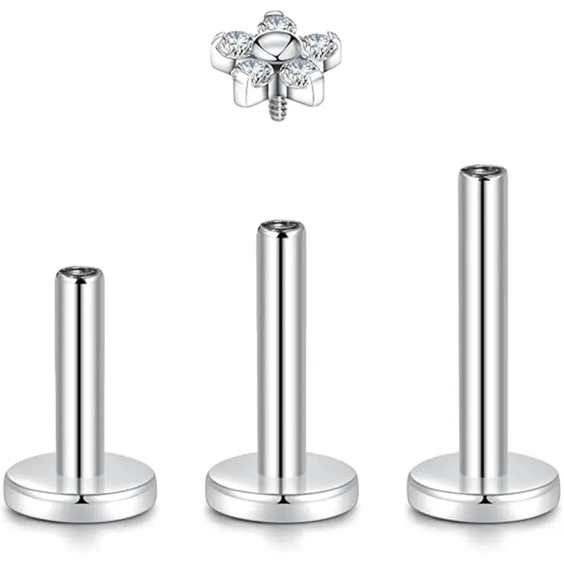 G23/Zircon Flower Head+1.2*6/8/10/Base/Silver