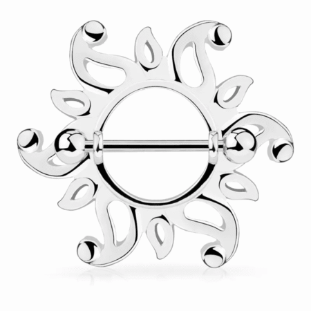 Elegant sunflower pierced nipple ring, multiple colors