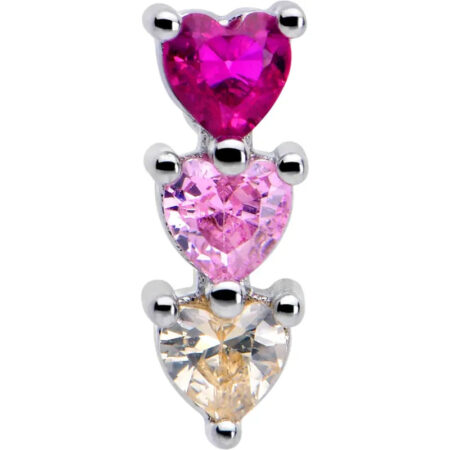 Radiant Heart Trio CZ L Shape Nose Stud