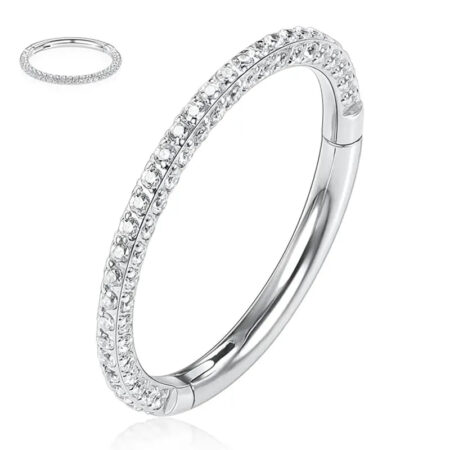 16G Silver Surgical Steel Band CZ Hoop Cartilage Earrings