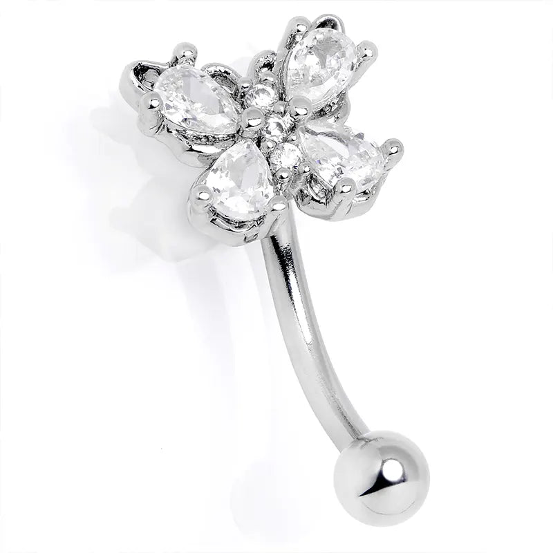 16G 5/16" Crystal Elegance Butterfly Curved Eyebrow Ring