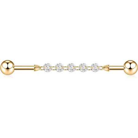 G23 Industrial Pole Chain 1.6*38*5*5 Golden White Zircon